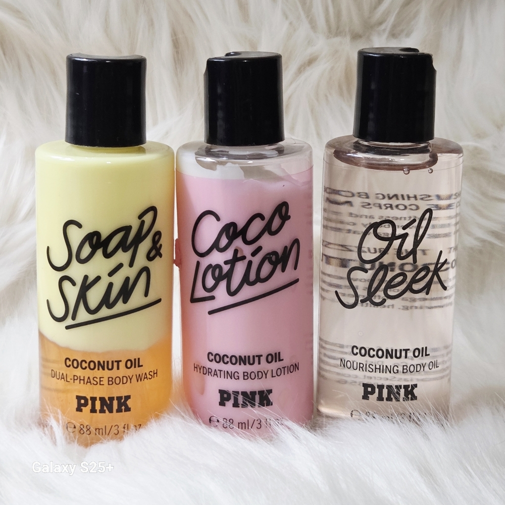 VS PINK Retired Coconut Oil Travel Set 3PC New!♡
